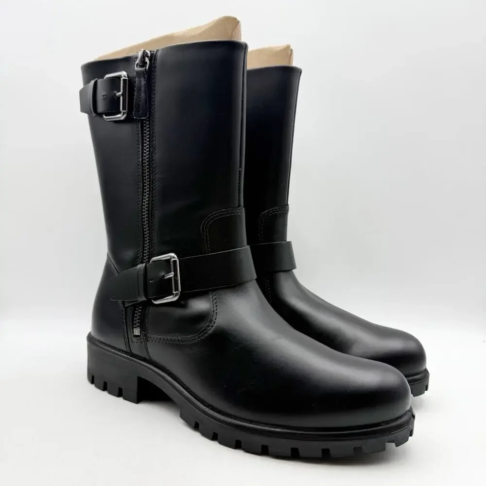 ECCO Womens Modtray Moto Mid Calf Boots EU 38 US 7-7.5 Black Leather NWOB